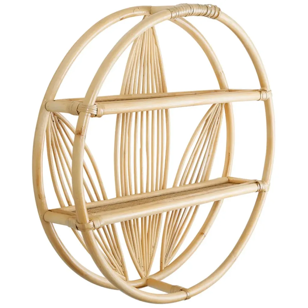 Fabrique de Styles Étagère murale 2 niveaux en rotin d60cm - Gispsy* Étagères Murales