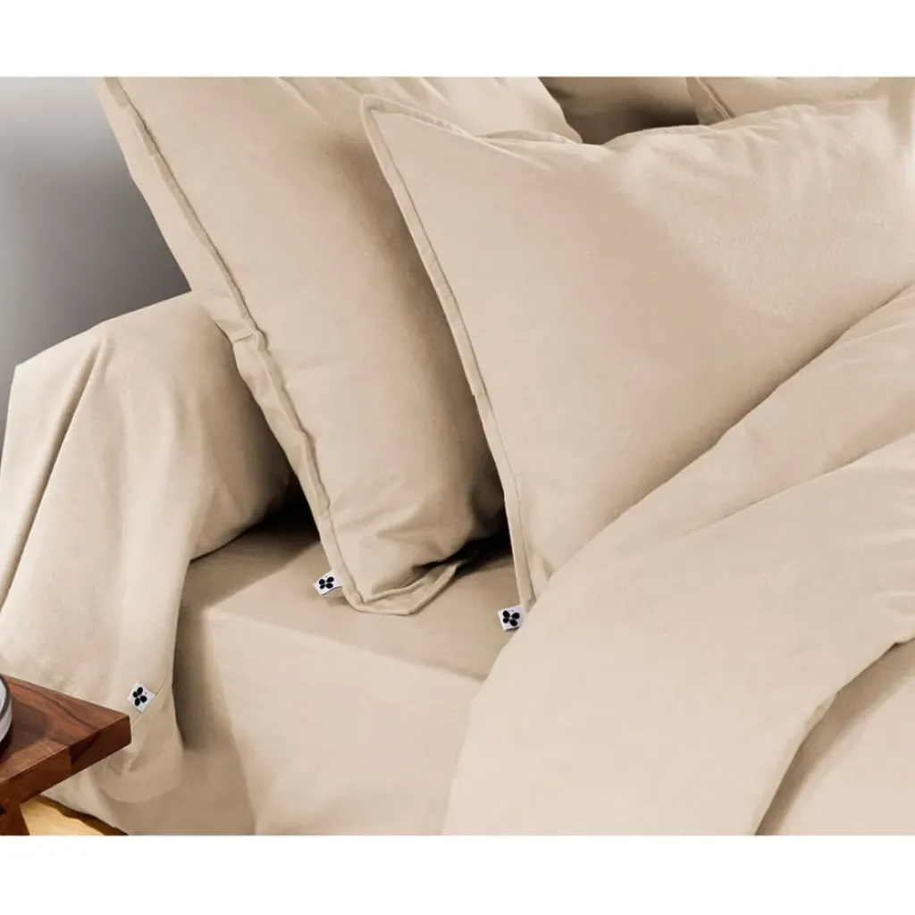 Fabrique de Styles Taie d'oreiller en flanelle sable 63x63cm - Candice* Taies Et Traversins