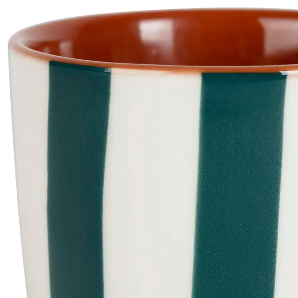Fabrique de Styles Tasse en grès rayée émeraude et blanc 10cl - Alaria* Tasses Et Mugs