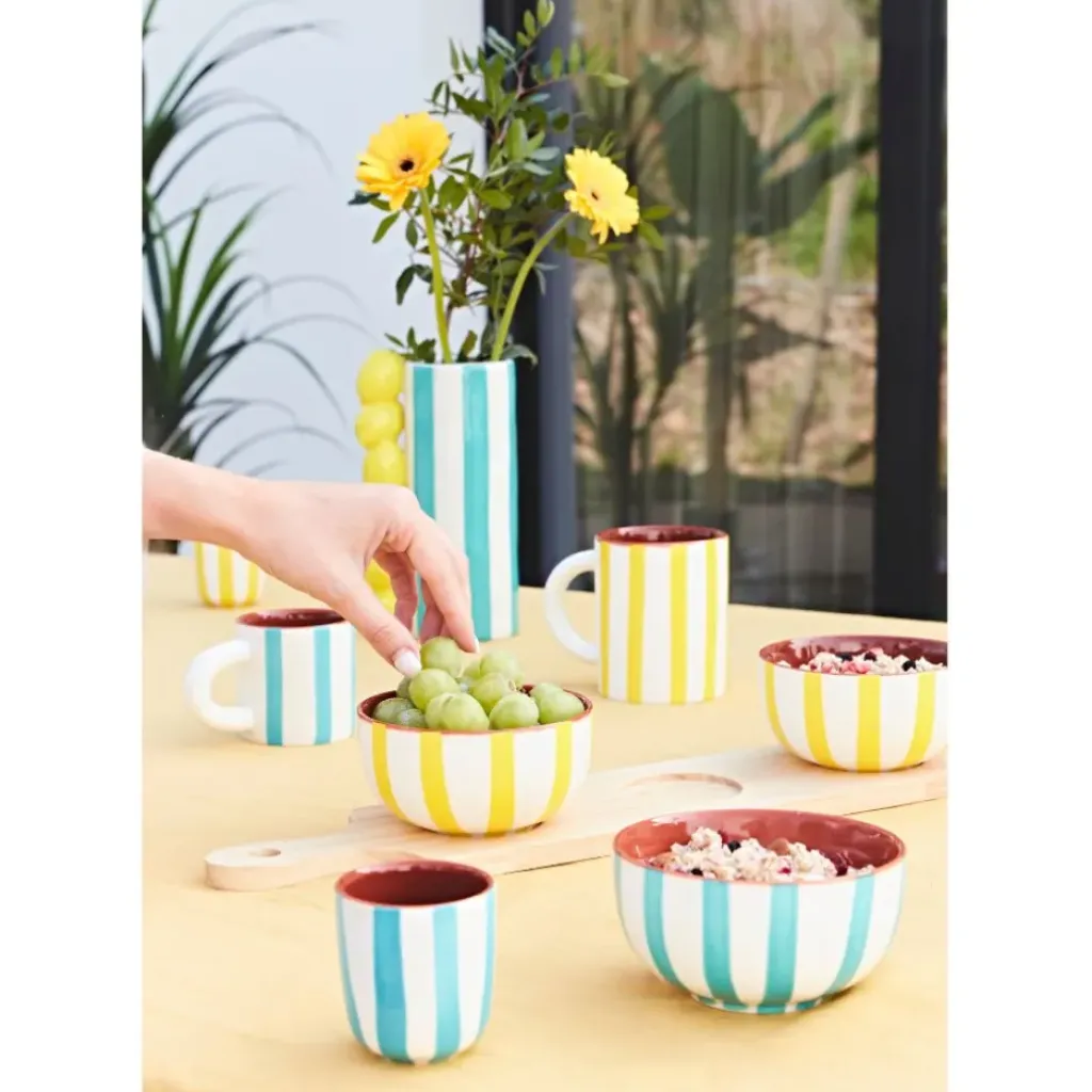 Fabrique de Styles Tasse en grès rayée et blanc 10cl - Alaria* Tasses Et Mugs