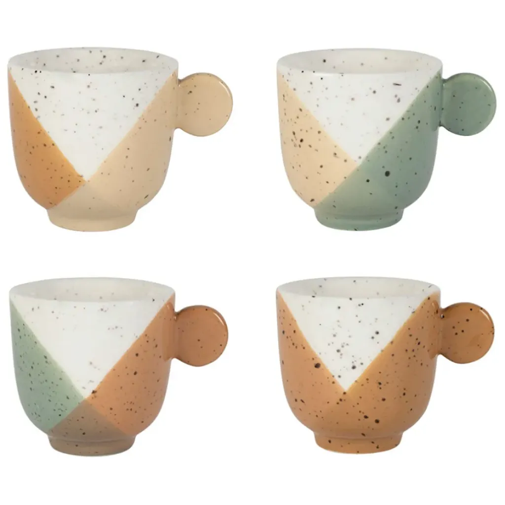 Fabrique de Styles Tasses à café x4 en grès sauge et nude moucheté 14cl - Aurore* Tasses Et Mugs