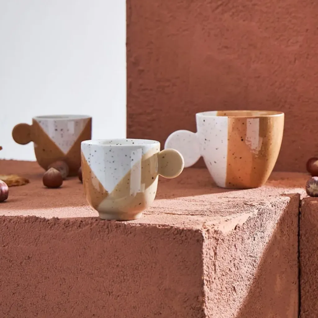 Fabrique de Styles Tasses à café x4 en grès sauge et nude moucheté 14cl - Aurore* Tasses Et Mugs