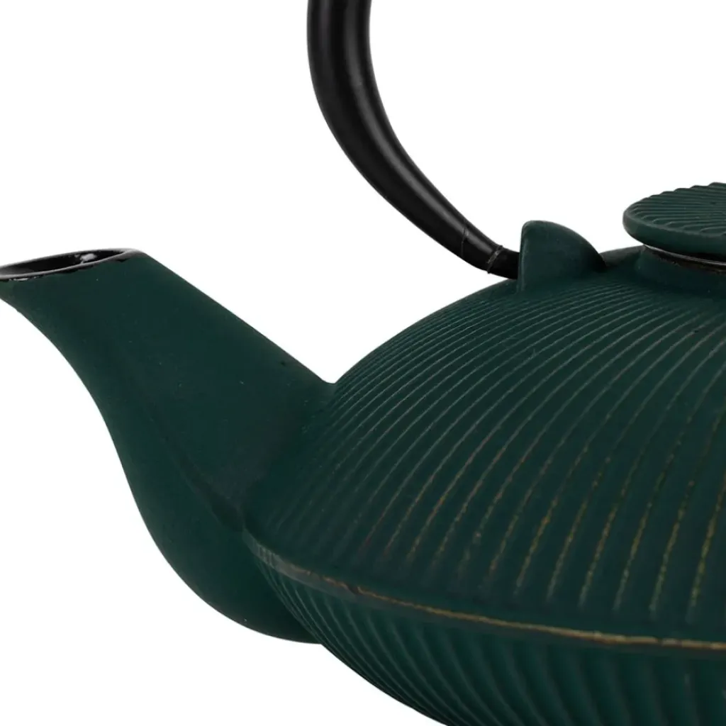 Fabrique de Styles Théière en fonte plate avec filtre émeraude et doré 75cl* Théières Et Cafetières