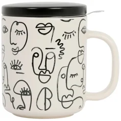 Fabrique de Styles Tisanière visage en grès avec filtre 45cl -terre brulée* Tasses Et Mugs