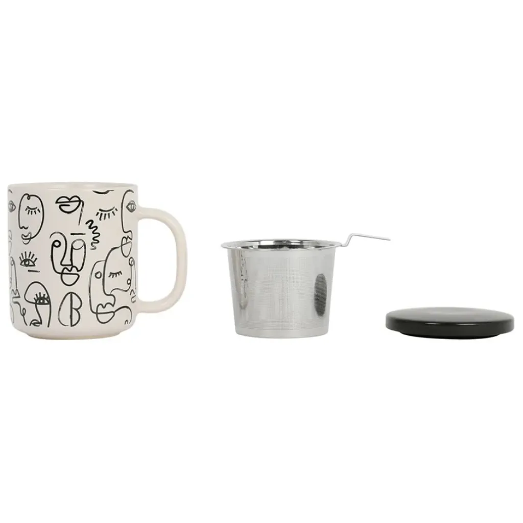 Fabrique de Styles Tisanière visage en grès avec filtre 45cl -terre brulée* Tasses Et Mugs