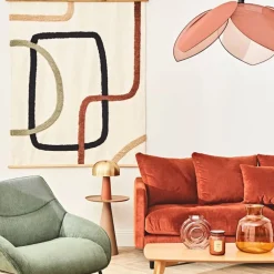 Fabrique de Styles Toile tuftée écru, et sauge en coton -terre brulee* Tableaux Et Toiles