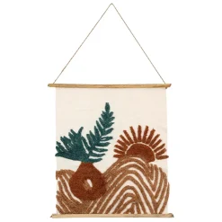 Fabrique de Styles Toile tuftée écru, et émeraude en coton - sweet leaves* Tableaux Et Toiles