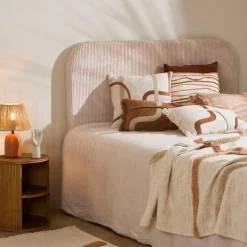 Fabrique de Styles Tête de lit en tissu côtelé et hévéa écru 140x100cm - Minimal* Têtes De Lit Et Paravents