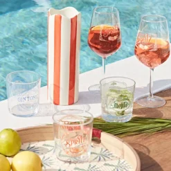 Fabrique de Styles Vase cylindre en grès rayé et blanc h23cm - Artist* Vases Et Soliflores