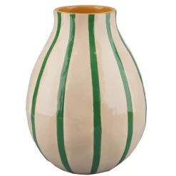Fabrique de Styles Vase en dolomite rayé vert écru et jaune h20cm* Vases Et Soliflores
