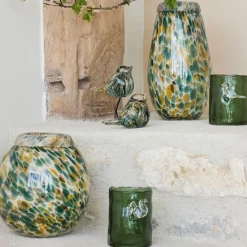 Fabrique de Styles Vase en verre émeraude et doré h23cm - Menorca* Vases Et Soliflores