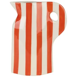 Fabrique de Styles Vase pichet en grès rayé et blanc h24cm - Artist* Vases Et Soliflores