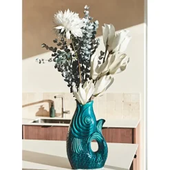 Fabrique de Styles Vase Poisson en gres vert h39cm* Vases Et Soliflores