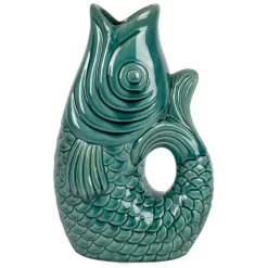 Fabrique de Styles Vase poisson en grès émeraude h30.5cm - mer* Vases Et Soliflores